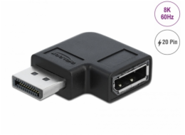 Delock - Adaptér DisplayPort - DisplayPort (M) levý úhel do DisplayPort (F) - DisplayPort 1.4 - 3.3 V - podpora 8K UHD (7680 x 4320) - černá