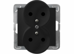 Ospel Impressja Double Socket s uzemňovacím modulem bez rámu Černý kovový GP-NIP-Mierz/M/33