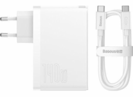 Baseus GaN5 Pro rychlonabíjecí adaptér 2x USB-C + USB-A 140W bílá