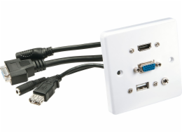 Čelní panel zásuvky HDMI + VGA + jack3,5mm + USB plast, bílé