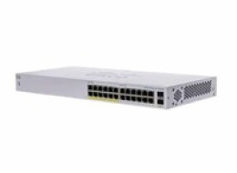 Cisco switch CBS110-24PP (24xGbE, 2xGbE/SFP combo, 12xPoE+, 100W, fanless)