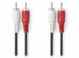 NEDIS stereo audio kabel RCA/ 2× zástrčka RCA - 2× zástrčka RCA/ černý/ bulk/ 1m