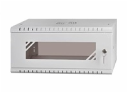 LEXI-Net 19" nástěnný rozvaděč Basic 4U 520x450, skleněné dveře, bez zad, rozložený, šedý