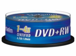 1x25 Verbatim DVD+RW 4,7GB 4x Speed, matne stribrna