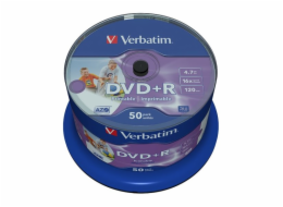 1x50 Verbatim DVD+R 4,7GB 16x Speed, wide printable NON-ID