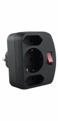 REV 3-fach Adapter mit Schalter schwarz