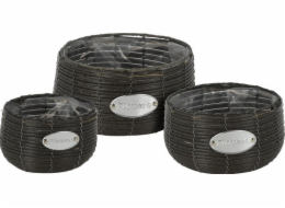Květináč proutěný sada 3 ks FLOWERS GARDEN 29 / 25 / 19 cm antracit KO-430000650