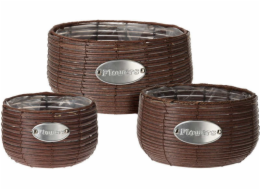 Květináč proutěný sada 3 ks FLOWERS GARDEN 29 / 25 / 19 cm hnědá KO-430001150