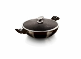 Pánev WOK s poklicí s mramorovým povrchem 30 cm Shiny Black Edition BH-7115
