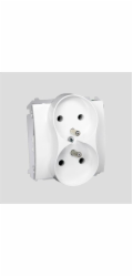 Dvojitá zásuvka Kontakt-Simon Basic s bílým zemním ovládáním