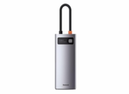 Baseus USB Hub Metal Gleam Series 5v1 (USB-C PD 100W, 3x USB 3.0, HDMI) šedý