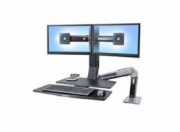 Ergotron WorkFit-A Dual Workstation With Worksurface - Nástavec na stůl - leštěný hliník, černá
