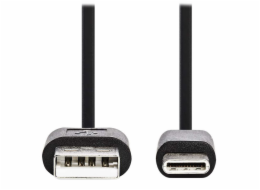 NEDIS kabel USB 2.0/ zástrčka USB-C - zástrčka USB-A/ černý/ bulk/ 2m