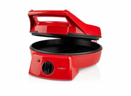 NEDIS pec na pizzu a gril/ 3 nastavení teploty/ velikost grilovací desky 30 cm/ spotřeba 1800 W/ červený (hliník)
