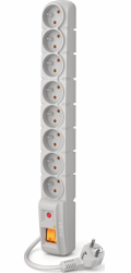 Napájecí lišta Acar S8 přepěťová ochrana 8 zásuvek 5 m šedá (ALPACARS815)