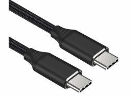 PREMIUMCORD Kabel USB-C M/M, 240W 480Mbps černý bavlněný oplet, 0,5m