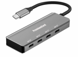 PREMIUMCORD Hub USB-C na 4x USB 3.2 Typ-C, 5G SuperSpeed, Aluminum