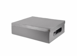 Krabice Compactor skládací úložná kartonová, potažená PVC, 58 x 48 x 16 cm, šedá