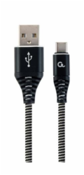 GEMBIRD Kabel USB 2.0 AM na Type-C kabel (AM/CM), 1m, opletený, černo-bílý, blister, PREMIUM QUALITY