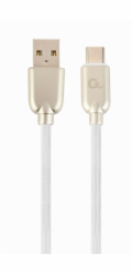 GEMBIRD Kabel USB-A na USB-C kabel (AM/CM), 2m, pogumovaný, bílý, blister