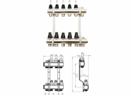 Sigma-Li Distributor s termostatickým ventilem a měřičem průtoku 359x346x87mm-RMZTP-6