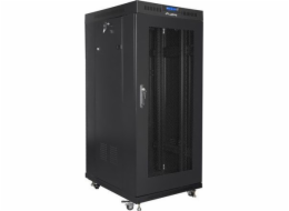 Szafa instalacyjna rack stojąca 19 27U 600x800 czarna, drzwi perforowane LCD (Flat Pack)