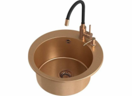 Steiner Art James 210 (O51X20) Sink Steinggran Art Copper s manuálním sifonem, Maggie PVD baterie a dávkovač - měď