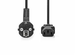 Nedis CEGL10015BK50 - Napájecí Kabel 3 x 1,5 mm2 | Typ F Zástrčka | IEC-320-C13 | Úhlový | Přímý | 5 m | Černá barva