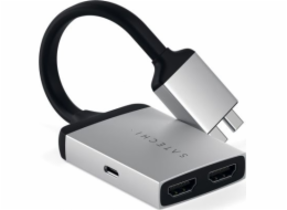 USB SatechI USB-C Dual Adapter-HDMI X2 stříbro (ST-TCDHA)