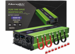 Převaděč monolitního napětí Qoltec Baterie se nabíjí UPS 2500 W | 5000W | 12V na 230V | Čistý sinus LCD