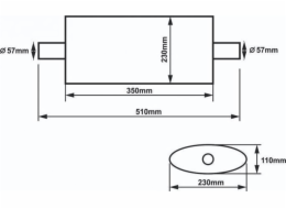 Slide Central Silencer 57mm Slide 304SS 350mm