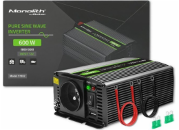 Qoltec měnič Monolith měnič napětí | 300W | 600W | 12V až 230V | Čistá sina