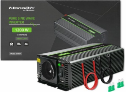 Převaděč monolitního napětí Qoltec 600 W | 1200 W | 24V až 230V | Čistý sinus