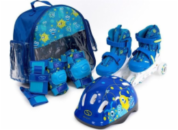 SMJ Sport Roller-Rolki set + helma + chrániče + batoh (BS901p) Blue-White na 26-29