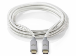 Nedis CCTB64020AL10 nabíjecí a synchronizační, USB 3.2 Gen2x2, zástrčka USB-C - zástrčka USB-C, nylon, 1m, stříbrný NEDIS PROFIGOLD USB-C/USB 3.2 Gen 2x2 kabel/ USB-C zástrčka - USB-C zástrčka/ nylon/