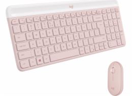 Logitech Slim Wireless Combo MK470 - Klávesnice a sada myši - bezdrátový - 2.4 GHz - QWERTY - US mezinárodní - ružová