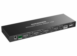 PREMIUMCORD HDMI switch, 4K@60Hz HDMI2.0 KVM 4:1, s dálkovým ovladačem