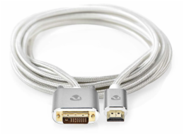 Nedis CCTB34800AL20 NEDIS PROFIGOLD HDMI kabel/ konektor HDMI - DVI-D 24+1 zástrčka/ bavlna/ stříbrný/ BOX/ 2m