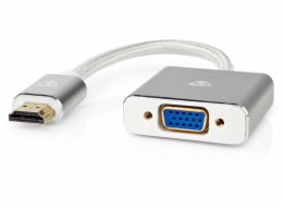 Nedis CCTB34900AL02 NEDIS PROFIGOLD adaptér HDMI/VGA/ konektor HDMI - VGA zásuvka/ hliník/ stříbrný/ BOX/ 20cm