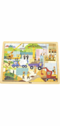 Dřevěné puzzle 48 dílků Viga Stavební stroje