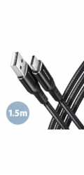 AXAGON BUCM-AM15AB, HQ kabel USB-C <-> USB-A, 1.5m, USB 2.0, 3A, ALU, oplet, černý