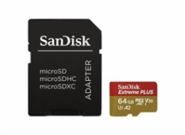 SanDisk micro SDXC karta 64GB Extreme PLUS (200 MB/s Class 10, UHS-I U3 V30) + adaptér