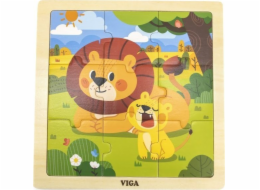 Dřevěné puzzle pro nejmenší Viga 9 ks Lev