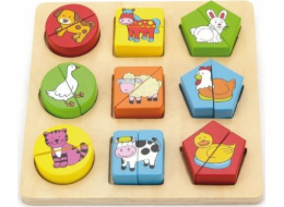 Dřevěné vkládací puzzle tvary se zvířátky Viga