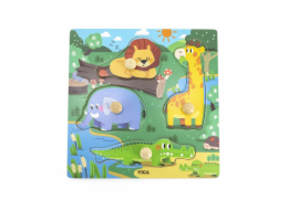 Dětské dřevěné puzzle s úchyty Viga Divoká zvířata 4 ks