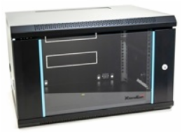 XtendLan 19" nástěnný rozvaděč 6U 600x450, nosnost 60 kg, skleněné dveře, svařovaný, černý