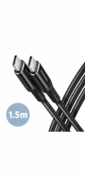 AXAGON BUCM-CM15AB, HQ kabel USB-C <-> USB-C, 1.5m, USB 2.0, PD 60W 3A, ALU, oplet, černý