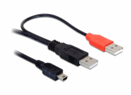 DeLOCK USB 2.0 Y-kabel, 2x USB-A zástrčka > Mini-USB zástrčka