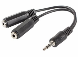 LANBERG adaptér Minijack 3.5mm (M) 3PIN na 2x Minijack 3.5mm (F) 3PIN kabel 10cm, černý