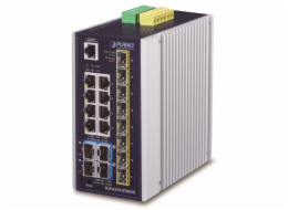 Planet IGS-6325-8T8S4X průmyslový L3 switch, 8x1Gb, 8x2.5Gb SFP + 4x10Gb SFP+, 12-48VDC, -40~75°C, IP30, fanless